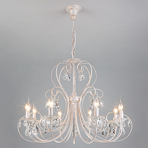 Подвесная люстра Alda 3305/8 белый с золотом/прозрачный хрусталь Strotskis