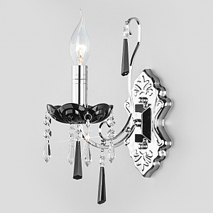 Настенное бра Каталония 2026/1 хром/черный хрусталь Strotskis