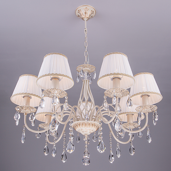 Подвесная люстра Amelia 3637/7 белый с золотом/прозрачный хрусталь Strotskis