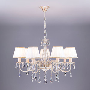 Подвесная люстра Amelia 3637/7 белый с золотом/прозрачный хрусталь Strotskis