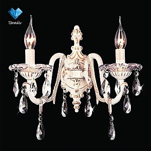 Настенное бра 3638 3638/2 белый с золотом/прозрачный хрусталь Strotskis