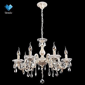 Подвесная люстра 3638 3638/7 белый с золотом/прозрачный хрусталь Strotskis