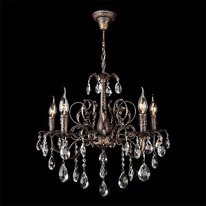 Подвесная люстра 3113 3113/5 черный с золотом/прозрачный хрусталь Strotskis