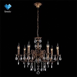 Подвесная люстра 3639 3639/7 черный с золотом/прозрачный хрусталь Strotskis