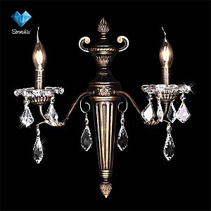 Настенное бра 3641 3641/2 черный с золотом/прозрачный хрусталь Strotskis