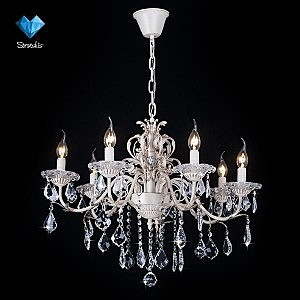 Подвесная люстра 3641 3641/7 белый с золотом/прозрачный хрусталь Strotskis
