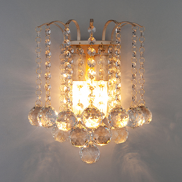 Настенное бра Ostiniya 3299/2 белый с золотом/прозрачный хрусталь Strotskis