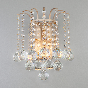 Настенное бра Ostiniya 3299/2 белый с золотом/прозрачный хрусталь Strotskis