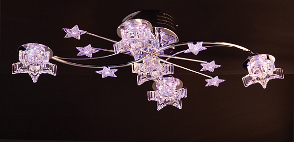 Потолочная люстра 4875 4875/5 хром/синий+красный+фиолетовый