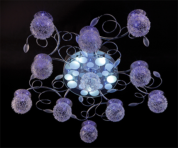 Потолочная люстра 4830 4830/11 хром/синий+красный+фиолетовый