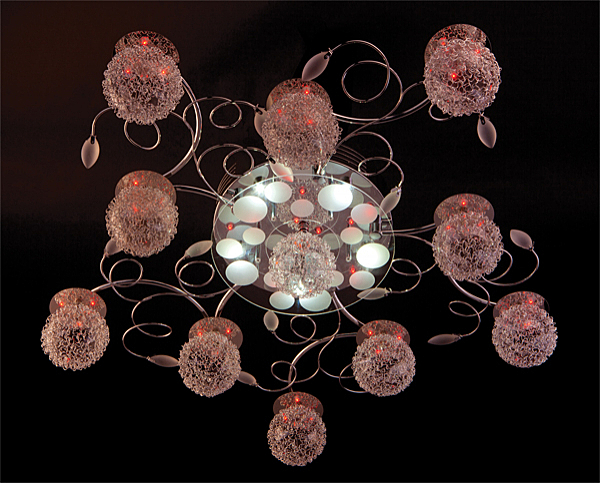 Потолочная люстра 4830 4830/11 хром/синий+красный+фиолетовый