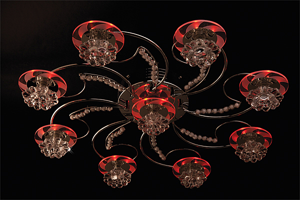 Потолочная люстра 4882 4882/9 хром/синий+красный+фиолетовый