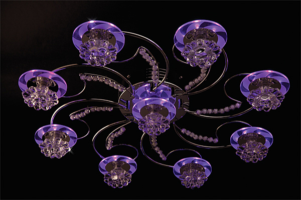 Потолочная люстра 4882 4882/9 хром/синий+красный+фиолетовый