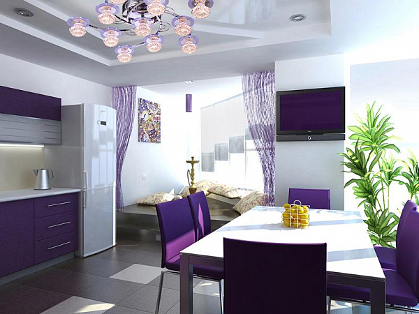 Потолочная люстра 4910 4910/11 хром/синий+красный+фиолетовый