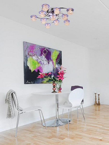 Потолочная люстра 4910 4910/11 хром/синий+красный+фиолетовый