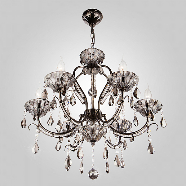 Подвесная люстра 3426 3426/6 черный жемчуг/дымчатый хрусталь Strotskis