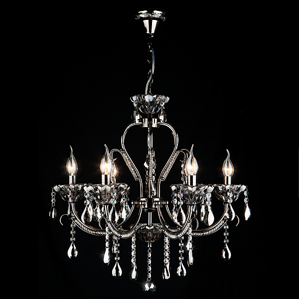 Подвесная люстра 3426 3426/6 черный жемчуг/дымчатый хрусталь Strotskis