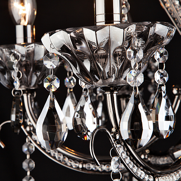 Подвесная люстра 3426 3426/6 черный жемчуг/дымчатый хрусталь Strotskis