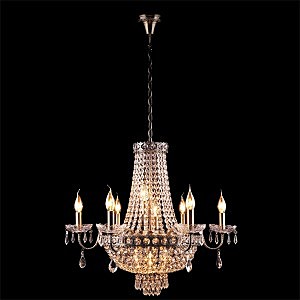 Подвесная люстра 3147 3455/6+5 античная бронза/прозрачный хрусталь Strotskis