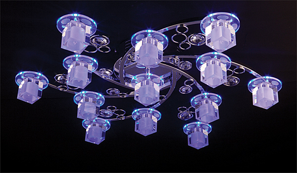 Потолочная люстра 4876 4876/13 хром/синий+красный+фиолетовый