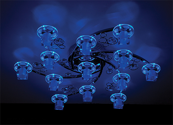 Потолочная люстра 4876 4876/13 хром/синий+красный+фиолетовый