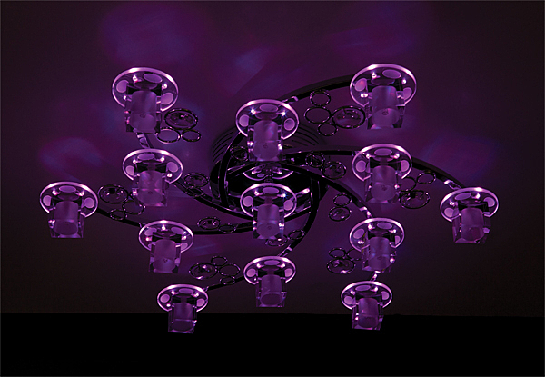 Потолочная люстра 4876 4876/13 хром/синий+красный+фиолетовый