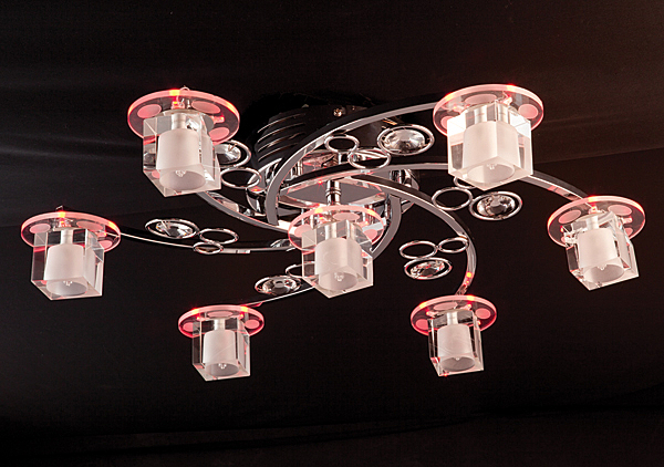 Потолочная люстра 4876 4876/7 хром/синий+красный+фиолетовый