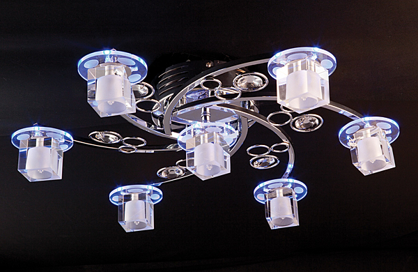 Потолочная люстра 4876 4876/7 хром/синий+красный+фиолетовый