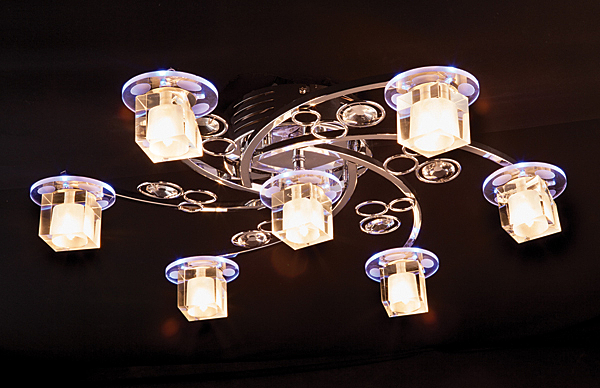 Потолочная люстра 4876 4876/7 хром/синий+красный+фиолетовый