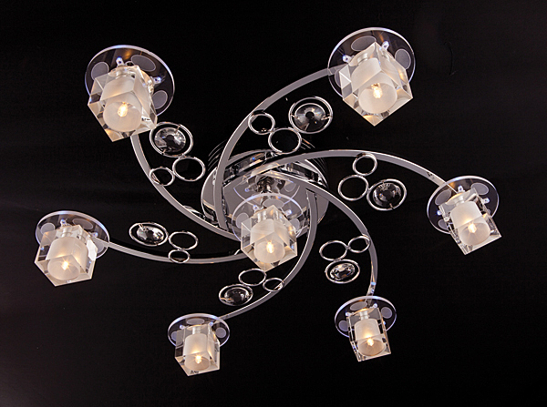 Потолочная люстра 4876 4876/7 хром/синий+красный+фиолетовый