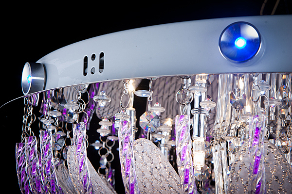 Потолочная люстра 5595 5595/11+8 хром/белый-синий+красный +фиолетовый