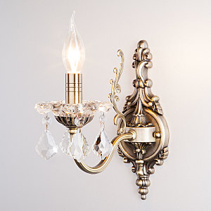 Настенное бра Elisha 3281/1 античная бронза/прозрачный хрусталь Strotskis