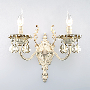 Настенное бра Elisha 3281/2 белый с золотом/тонированный хрусталь Strotskis