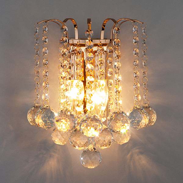 Настенное бра Ostiniya 3299/2 золото/прозрачный хрусталь Strotskis