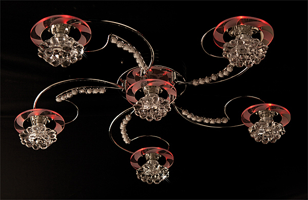 Потолочная люстра 4882 4882/6 хром/синий+красный+фиолетовый