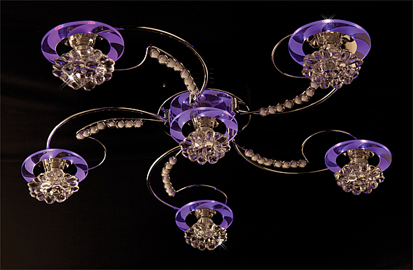 Потолочная люстра 4882 4882/6 хром/синий+красный+фиолетовый