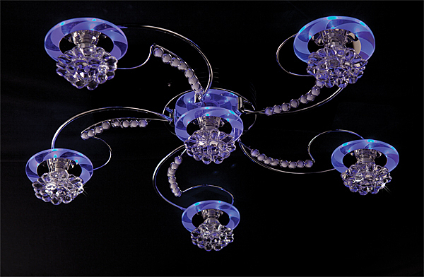 Потолочная люстра 4882 4882/6 хром/синий+красный+фиолетовый
