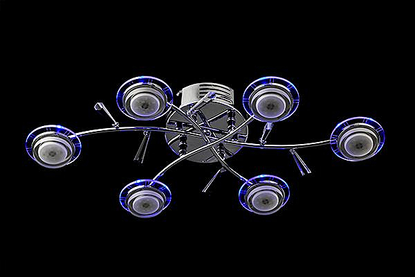 Потолочная люстра 90000 90000/6 хром/синий+красный+фиолетовый