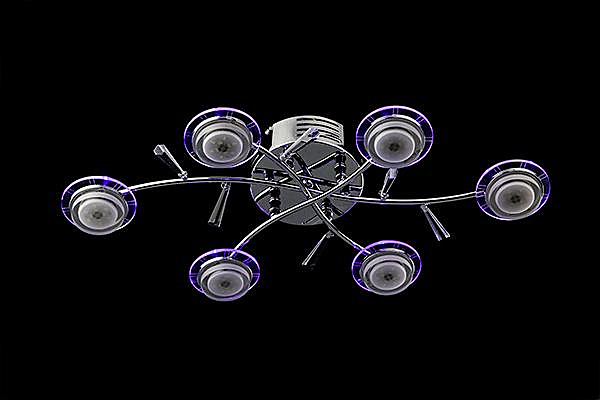 Потолочная люстра 90000 90000/6 хром/синий+красный+фиолетовый