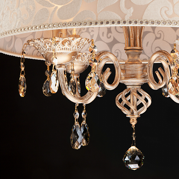 Подвесная люстра Malena 10008/4 белый с золотом/тонированный хрусталь Strotskis