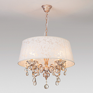 Подвесная люстра Malena 10008/4 белый с золотом/тонированный хрусталь Strotskis