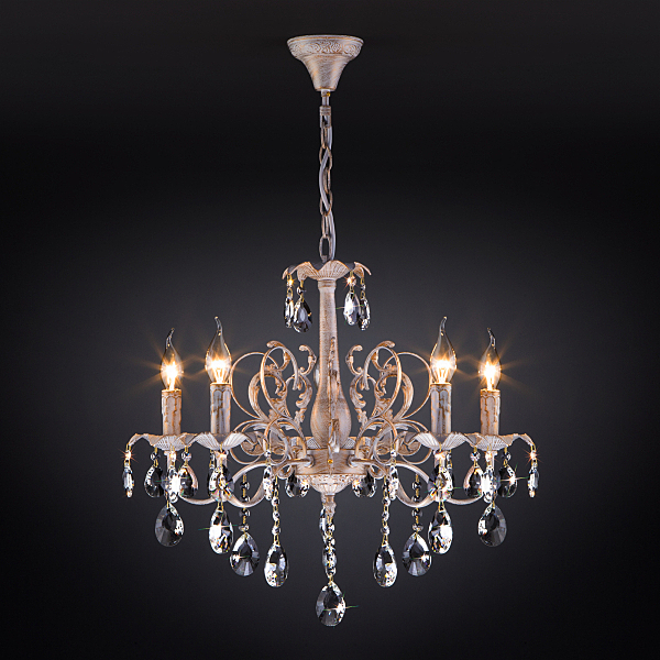 Подвесная люстра Kiva 3113/5 белый с золотом/прозрачный хрусталь Strotskis