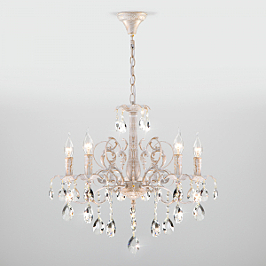 Подвесная люстра Kiva 3113/5 белый с золотом/прозрачный хрусталь Strotskis