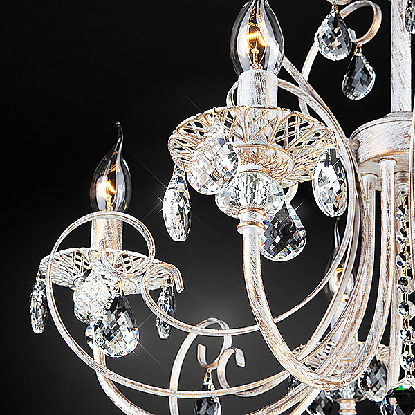 Подвесная люстра Alda 3305/5 белый с золотом/прозрачный хрусталь Strotskis