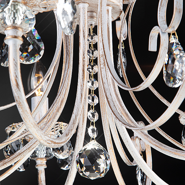 Подвесная люстра Alda 3305/5 белый с золотом/прозрачный хрусталь Strotskis