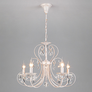 Подвесная люстра Alda 3305/5 белый с золотом/прозрачный хрусталь Strotskis