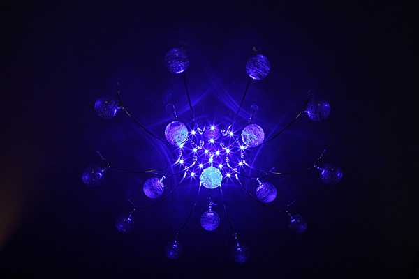 Потолочная люстра 4935 4935/16 хром/синий+красны+фиолетовый