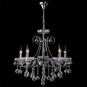 Подвесная люстра 3321 3321/5 хром/прозрачный хрусталь Strotskis