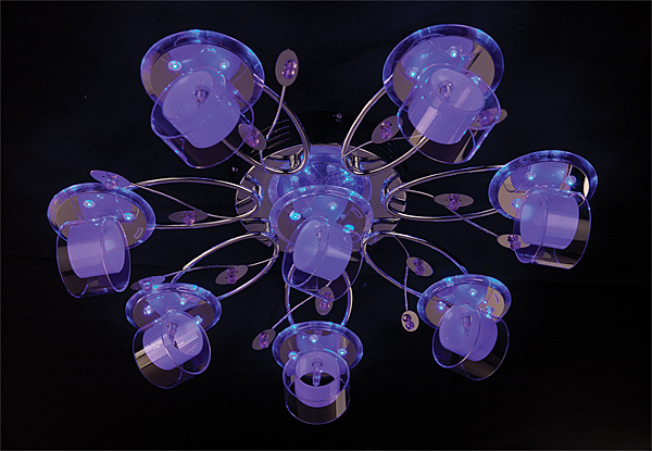 Потолочная люстра 4990 4990/8 хром/синий+красный+фиолетовый