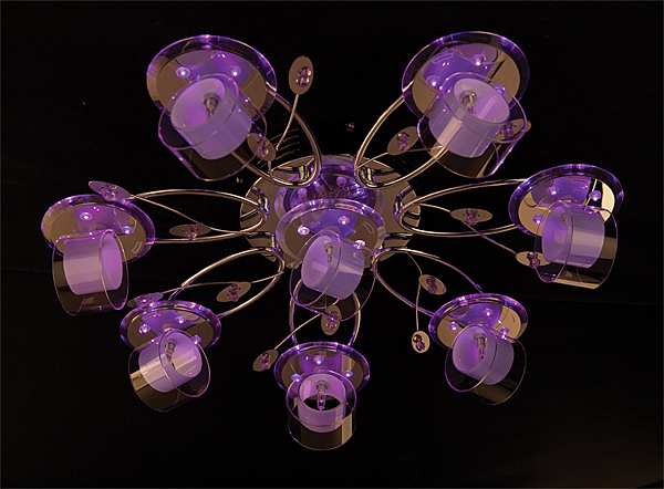 Потолочная люстра 4990 4990/8 хром/синий+красный+фиолетовый